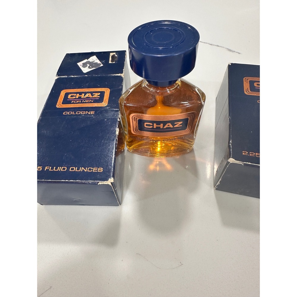 Vintage Chaz for Men Cologne Revlon 2.25 fl oz Lot of 2 Bottles with Boxes